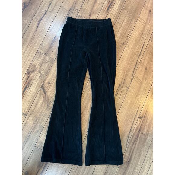 Aerie size XS black ribbed velour flare pants casual and comfortable - Picture 1 of 4